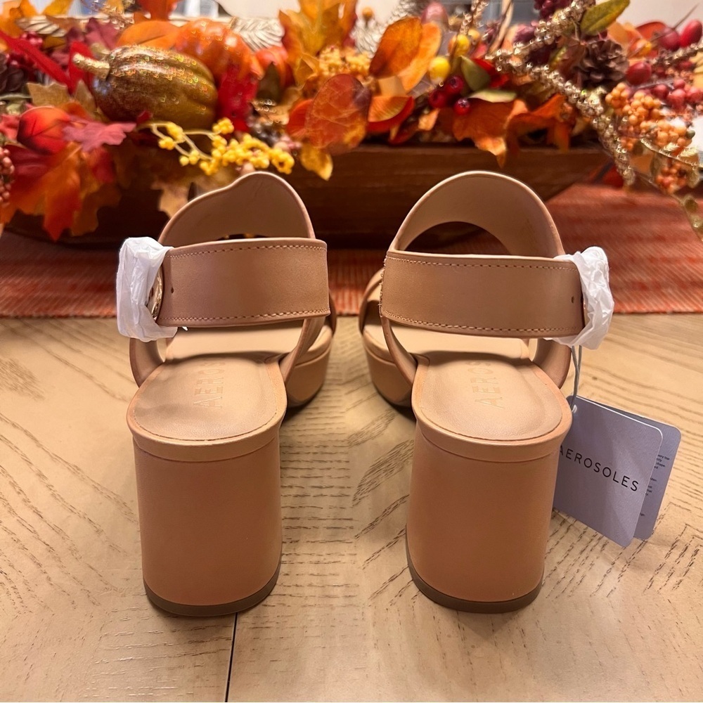 NWT NIB Aerosoles Camera Comfortable Women’s Platform Sandal in Nude Leather 9.5 - Picture 11 of 16